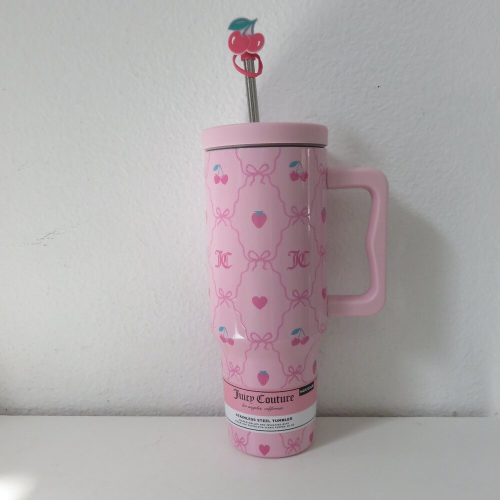 Juicy Couture Stainless Steel Hot/Cold 40oz  Pink/Strawberry tumbler